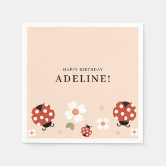 Serviette En Papier Jolie fête d'anniversaire de coccinelle 
