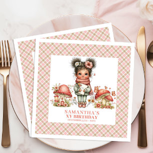 Serviette En Papier Jolie Fête d'Anniversaire Fleurie Rose Champignon