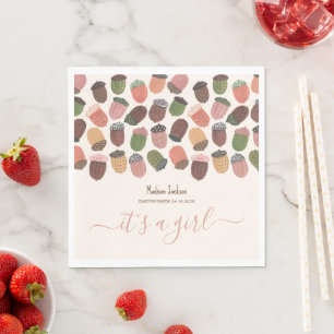 Serviette En Papier Jolie fête de Baby Shower aux glands roses d'autom
