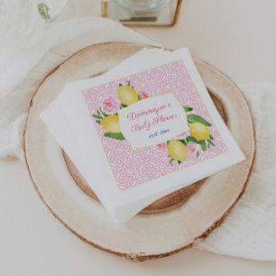 Serviette En Papier Jolie Fête de Bébé Fille aux Carreaux Roses