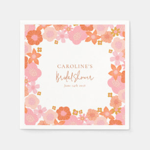 Serviette En Papier Jolie fête de mariage avec une bordure florale ros