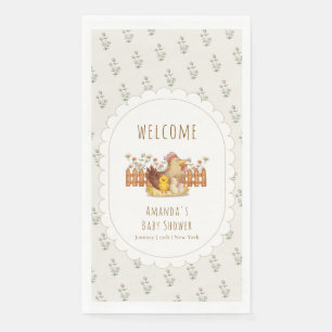 Serviette En Papier Jolie Fête de Naissance Florale Poule Vintage de B