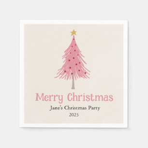 Serviette En Papier Jolie fête de Noël rose pâle