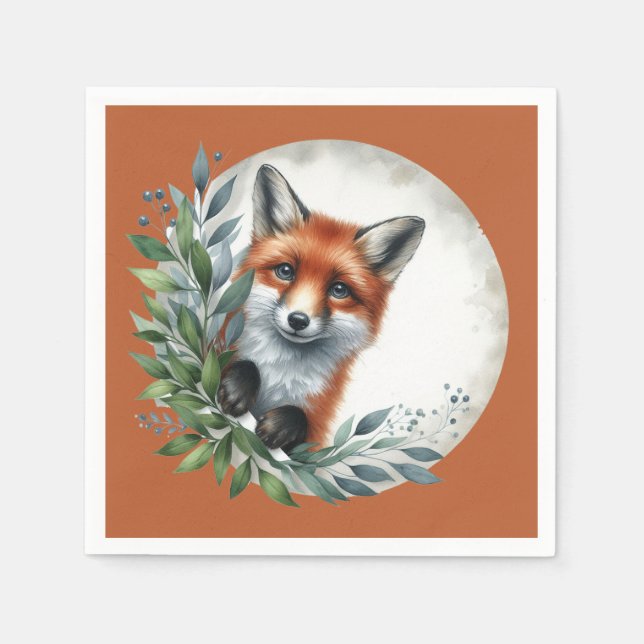 Serviette En Papier Jolie fête de renard des bois (Devant)