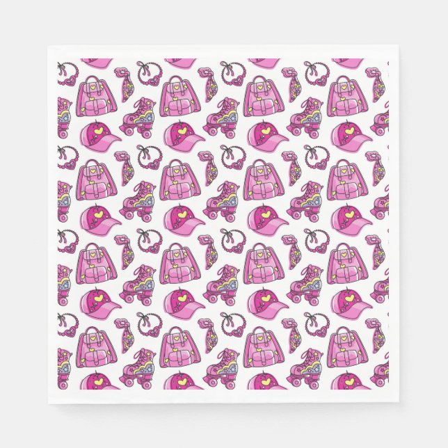 Serviette En Papier Jolie fille Cool rose (Devant)