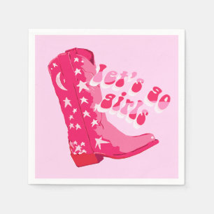 Serviette En Papier Jolie fille rose rouge Disco Cowgirl Boot