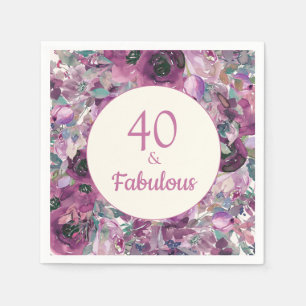 Serviette En Papier Jolie Fleur Aquarelle Violette 40 Fabuleuse