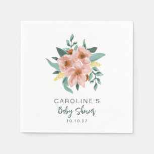 Serviette En Papier Jolie Fleur Rose Sauge Menthe Personnalisée Baby S