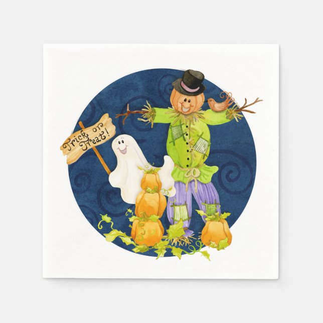 Serviette En Papier Jolie Halloween pour les enfants Scarecrow Citroui (Devant)