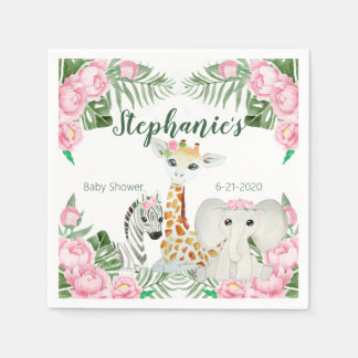 Serviette En Papier Jolie Jungle Animaux Bébé Fille Douche