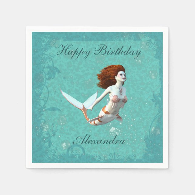 Serviette En Papier Jolie Koi Mermaid Nager Sous L'Eau (Devant)