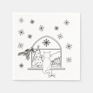 Serviette En Papier Jolie main dessinée fête de Noël