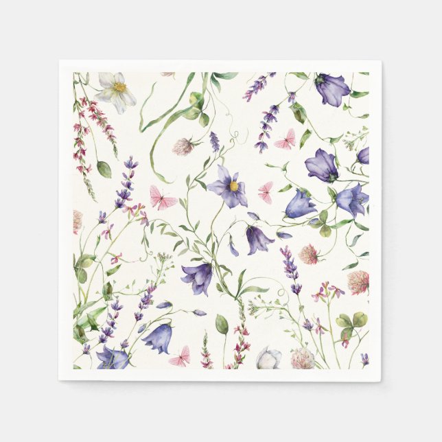 Serviette En Papier Jolie Mariage Floral Papillons (Devant)