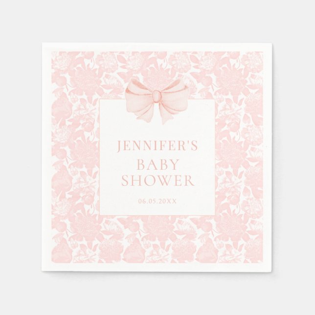 Serviette En Papier Jolie pastel rose arc fleuri boho bébé douche (Devant)
