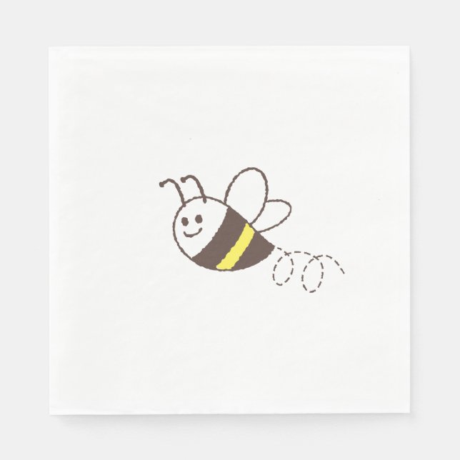 Serviette En Papier Jolie petite abeille volant Baby shower blanc (Devant)