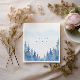 Serviette En Papier Jolie pinède d'hiver mariage serviette