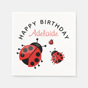 Serviette En Papier Jolie Red Ladybug moderne Joyeux Anniversaire pers