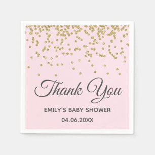 Serviette En Papier Jolie rose poudré or paillettes Merci Baby Shower