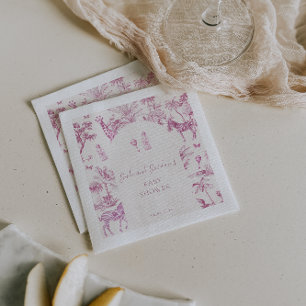 Serviette En Papier Jolie Safari Toile de Jouy Baby Shower Rose