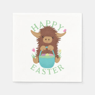 Serviette En Papier Jolie, shaggy Vache Highland conception panier de 