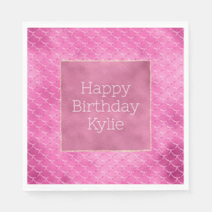 Serviette En Papier Jolie sirène rose fille