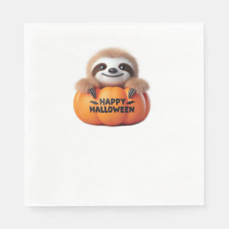 Serviette En Papier Jolie Sloth assise dans un Citrouille. Hauteur heu