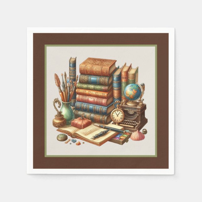 Serviette En Papier Jolie soirée club de lecture (Devant)