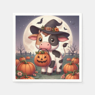 Serviette En Papier Jolie sorcière d'Halloween vache