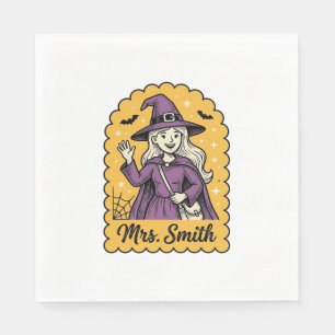 Serviette En Papier Jolie Sorcière Enseignante Mme Smith Vintage Hallo