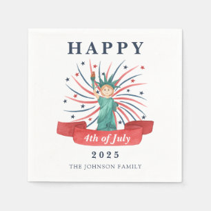 Serviette En Papier Jolie Statue de la Liberté Joyeux 4 juillet