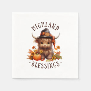 Serviette En Papier Jolie vache Highland Thanksgiving Bénédictions