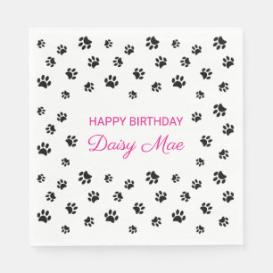 Serviette En Papier Jolies Empreintes de Patte Noires Fête d'Anniversa