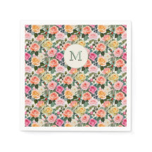 Jolies roses de jardin florales à monogramme éléga
