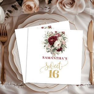 Serviette En Papier Jolies serviettes florales rose et bordeaux pour u