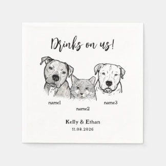 Serviette En Papier Jolis 3 Animaux de Compagnie Boissons Offertes Mar