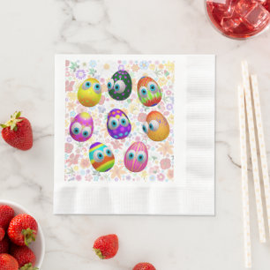 Serviette En Papier Jolis œufs de Pâques de dessin animé drôles