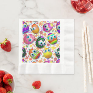 Serviette En Papier Jolis œufs de Pâques de dessin animé drôles