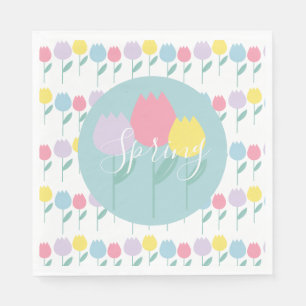 Serviette En Papier Jolis tulipes de printemps Fête d'anniversaire flo