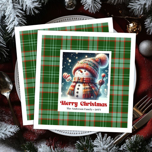 Serviette En Papier Jolly Christmas Snowman Napkins Personalized Kids  (Jolly Christmas Snowman Napkins Personalized Kids Style

)