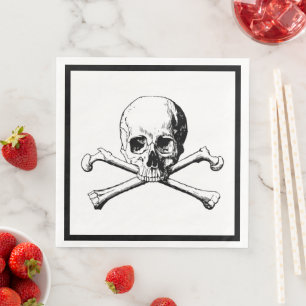 Serviette En Papier Jolly roger de pirate du crâne et des os croisés
