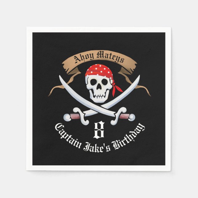 Serviette En Papier Jolly roger Pirate fête d'anniversaire (Devant)