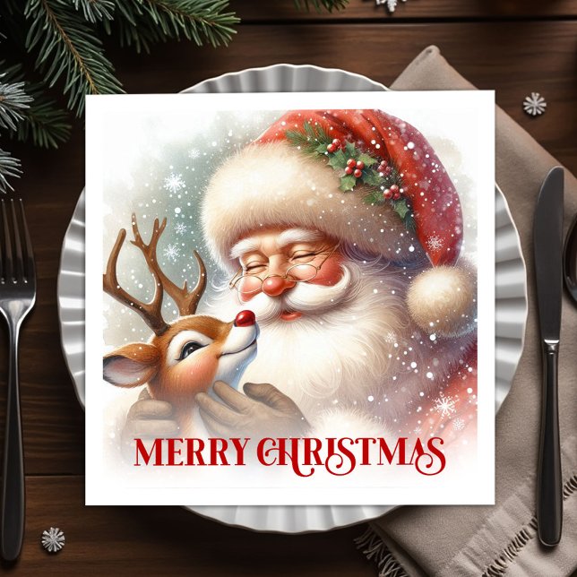 Serviette En Papier Jolly Santa Rudolph Holiday Party Napkins (Jolly Santa Rudolph Holiday Party Napkins)