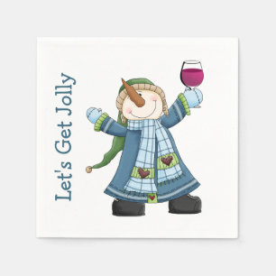 Serviette En Papier Jolly Snowman Cocktail de Noël Napkins
