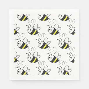 Serviette En Papier Jote Little Bee Motif Baby shower blanc