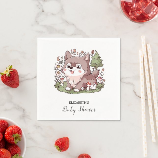 Serviette En Papier Jouer Baby shower de loup de charme (En situation)