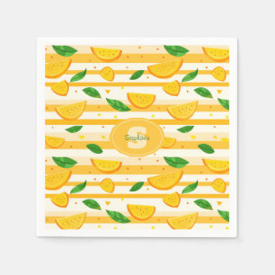 Serviette En Papier Jouer Motif de tranche orange avec Feuilles verts