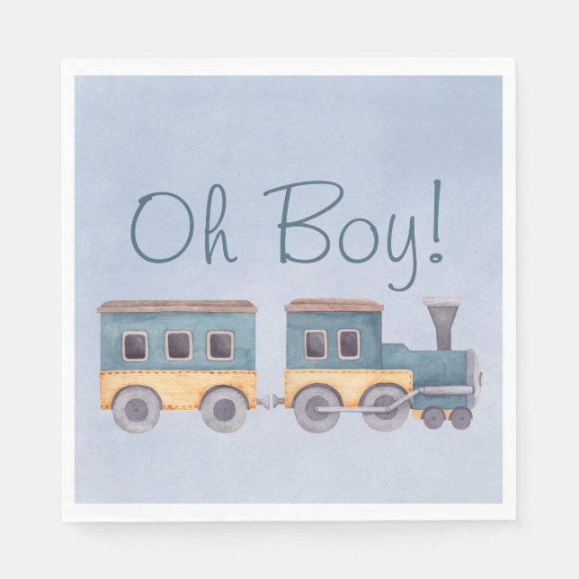 Serviette En Papier Jouets en bois de garçon Baby shower bleu (Devant)