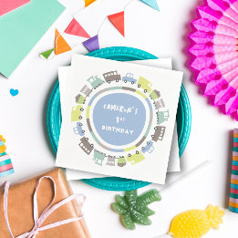 Serviette En Papier Jouets pour garçons Bleu pastel Transport Annivers