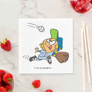 Serviette En Papier Joueur de baseball attrapant une balle en plein pl