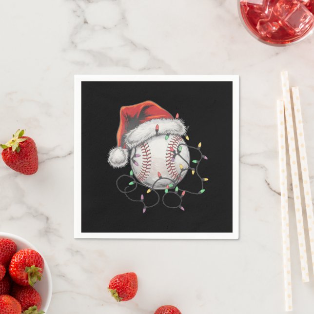 Serviette En Papier Joueur de baseball de Noël de père Noël Sports (En situation)